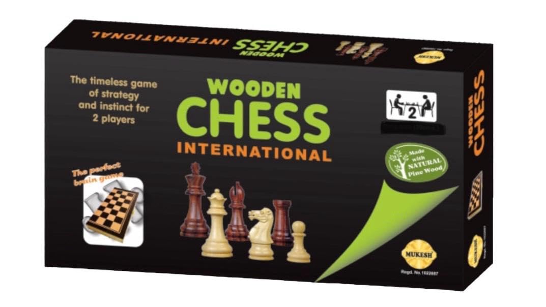 MUKESH Wooden Folding Chess Inter- National (29 Cms) Game for Kids & Family Fun
