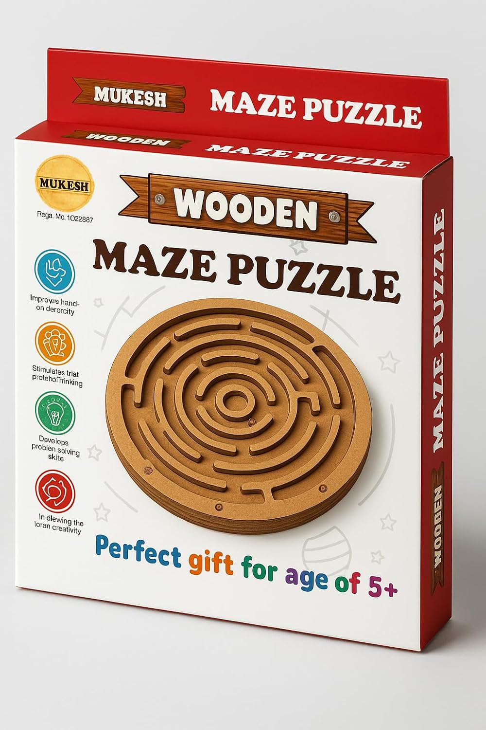 Plus Cart 6'' inches Wooden Labyrinth Maze Puzzle Toy| Perfect Indoor Board Game Ball in a Maze Puzzle Toys | Premium Gift for Growing Child & Young Adults | Safe for Children | 5+ yrs (BIS Approved)